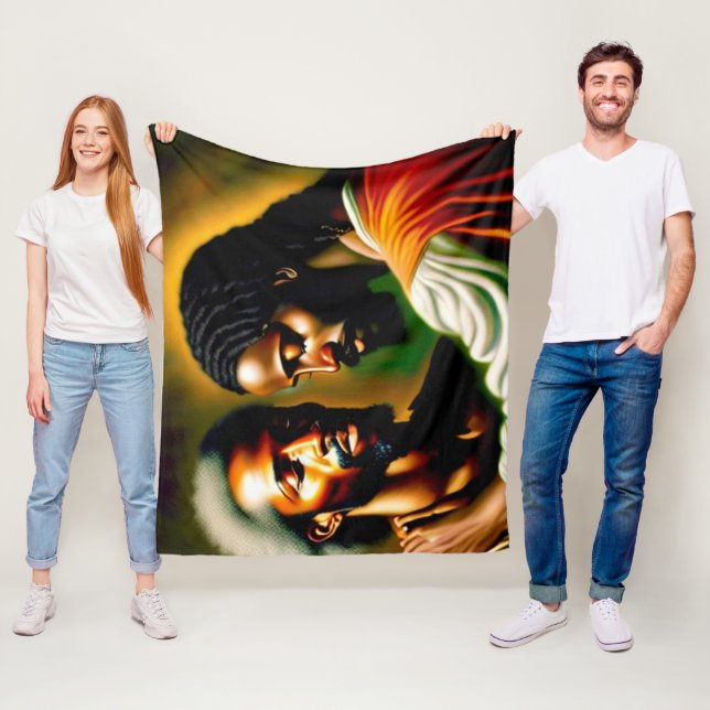 Couverture Polaire Jésus guérit un aveugle II Blanche en polaire (En situation)