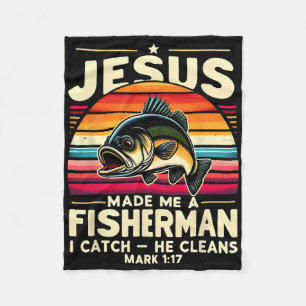 Couverture Polaire Jésus m'a fait un pêcheur je pêche il nettoie Pêch
