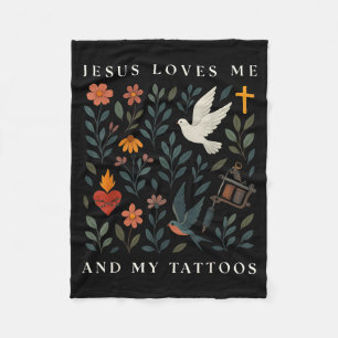 Couverture Polaire Jésus m'aime et mes tatouages