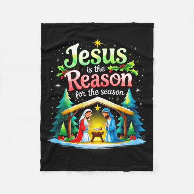 Couverture Polaire Jesus Reason For The Season Nativity Christmas Des (Devant)