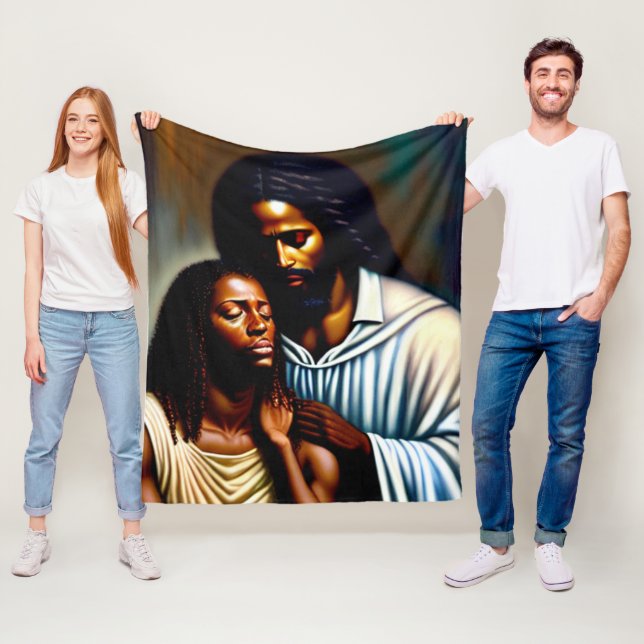 Couverture Polaire Jesus the Comforter Christian Fleece Blanket (En situation)