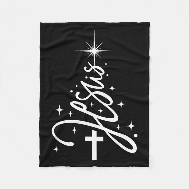 Couverture Polaire Jesus Tree Christian Christmas Faith Snowflakes Cr (Devant)
