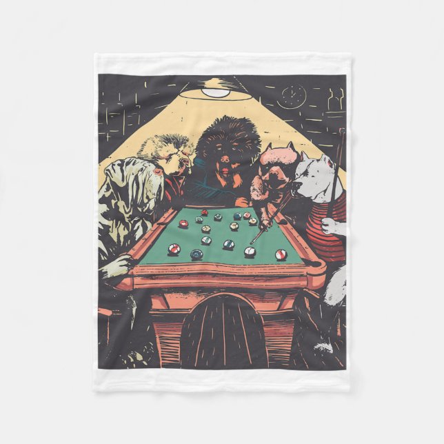 Couverture Polaire Jeu Chiens De Nuit Sur Billard Billard Table Tir 8 (Devant)