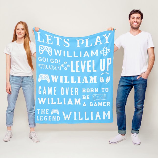Couverture Polaire Jeu vidéo Frosty Blue Gamer Personnalisé Enfants (En situation)