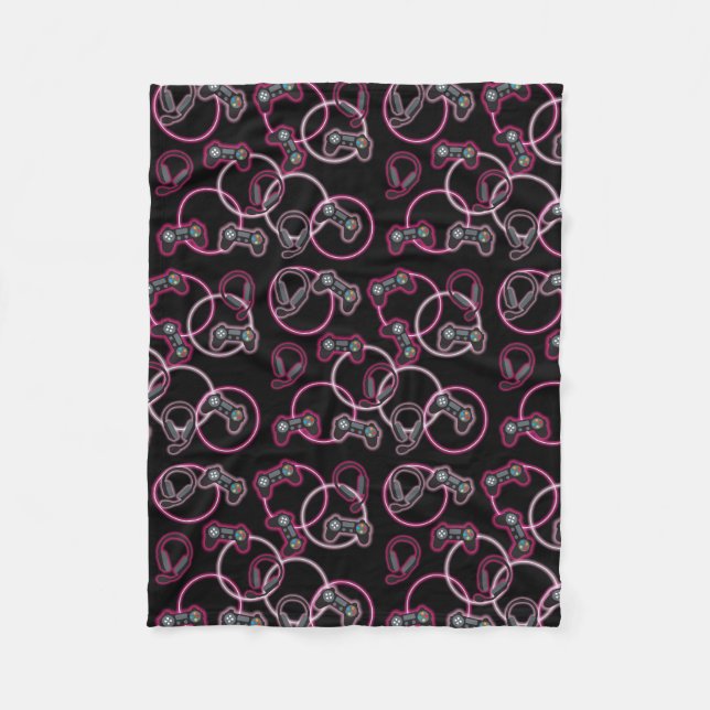 Couverture Polaire Jeu vidéo Neon Rose Girls Motif (Devant)