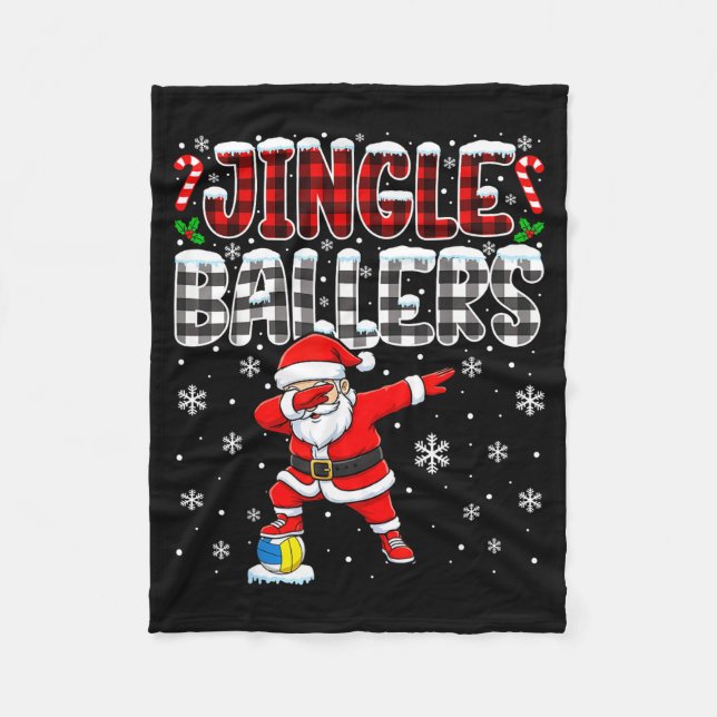Couverture Polaire Jingle Ballers Plaid Santa Dabbing Volleyball Chri (Devant)
