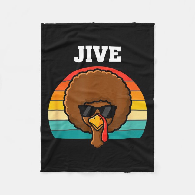 Couverture Polaire Jive Turkey Afro Retro 70s Thanksgiving Turkey Day (Devant)