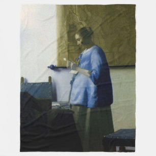 Couverture Polaire Johannes Vermeer - Une femme en bleu lisant une le