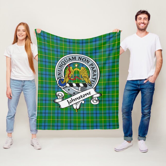Couverture Polaire Johnston Clan Badge Tartan Plaid (En situation)
