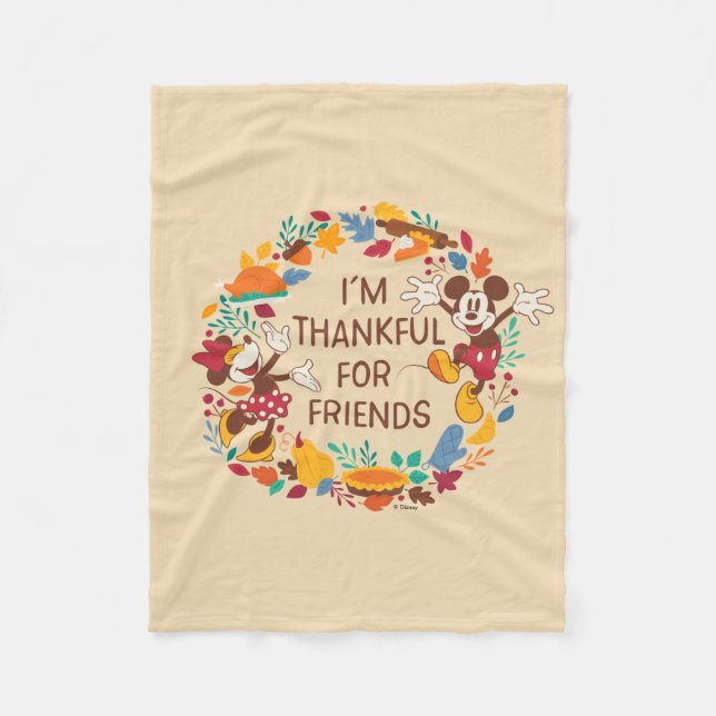 Couverture Polaire Joie d'action de grâce avec Mickey et Minnie (Devant)