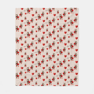 Couverture Polaire Joie Ladybugs, Coeurs et Joy Texte sur le beige cl