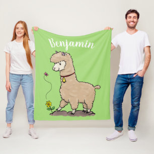 Couverture Polaire Joli alpaga joyeux avec dessin animé de papillon