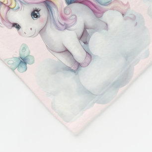 Couverture Polaire Joli bébé licorne assis sur un nuage