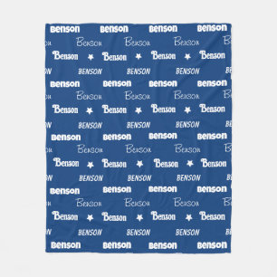 Couverture Polaire Joli bleu marine répétant le nom personnalisé