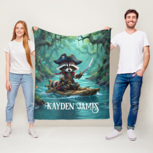 Couverture Polaire Joli capitaine raton laveur descendant la rivière 