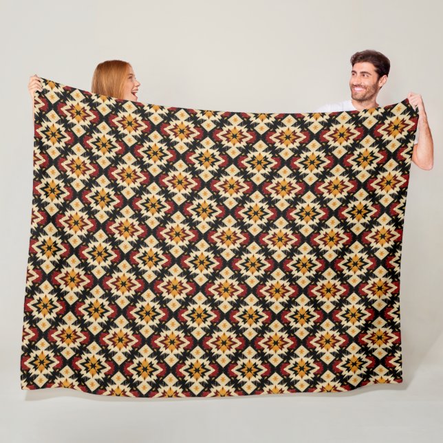 Couverture Polaire Joli carrelé motif sud-ouest (En situation)