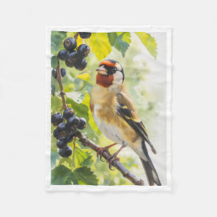 Couverture Polaire Joli chardonneret oiseau aux mûres Faune Bébé