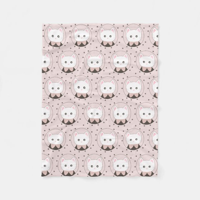 Couverture Polaire Joli chat visage rose Motif nu (Devant)