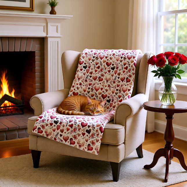 Couverture Polaire Joli Coeur rose et rouge Saint Valentin (Créateur téléchargé)