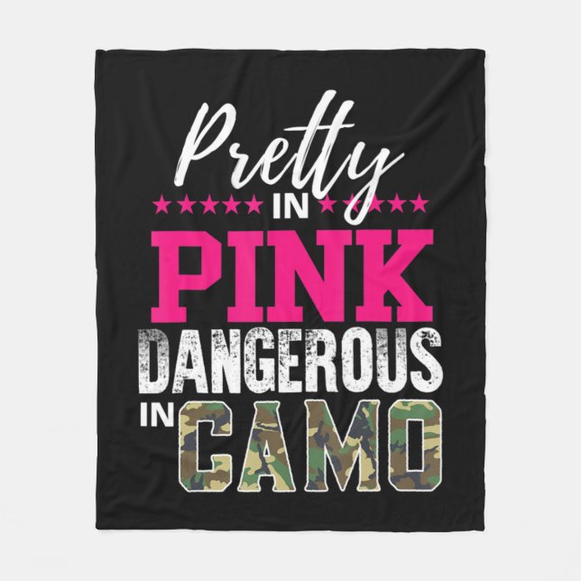 Couverture Polaire Joli En Rose Dangereux En Camo Chasse Fille (Devant)