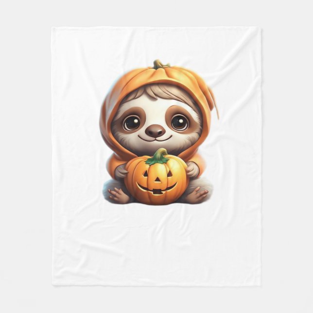 Couverture Polaire Joli fentes avec Citrouille Halloween Dessin Vecto (Devant)