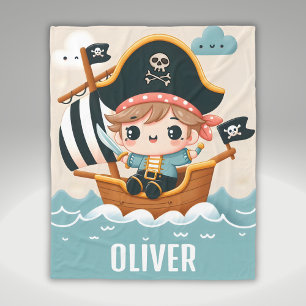 Couverture Polaire Joli garçon marin pirate de dessin animé et bateau