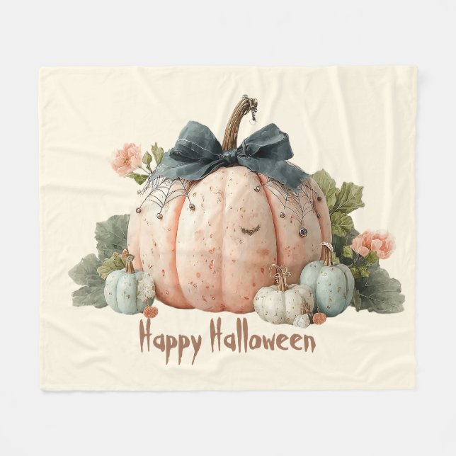 Couverture Polaire Joli Halloween du Citrouille du mignon Pastel (Devant (Horizontal))