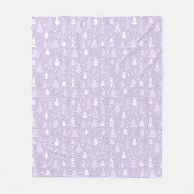 Couverture Polaire Joli mauve arbres de Noël Blanche polaire (Devant)