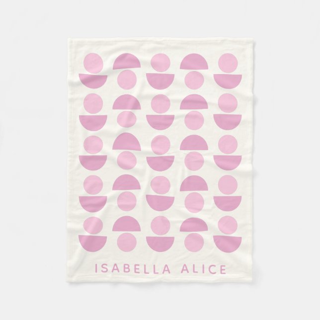Couverture Polaire Joli Motif d'art moderne scandinave en rose Nom (Devant)
