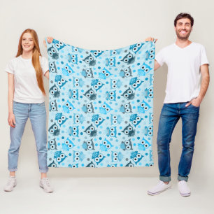 Couverture Polaire Joli motif de hibou coloré cyan