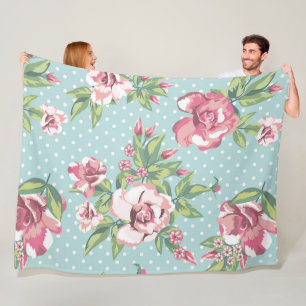 Couverture Polaire Joli motif rose avec arrière - plan pois