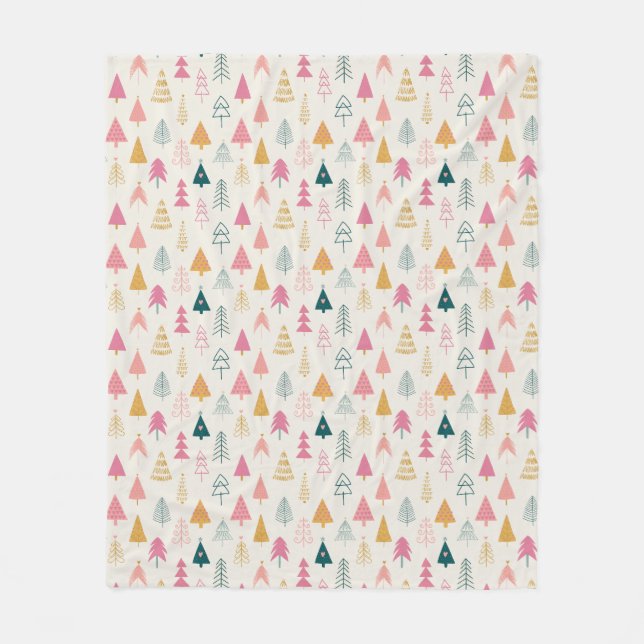 Couverture Polaire Joli Motif rose pâle des arbres de Noël (Devant)