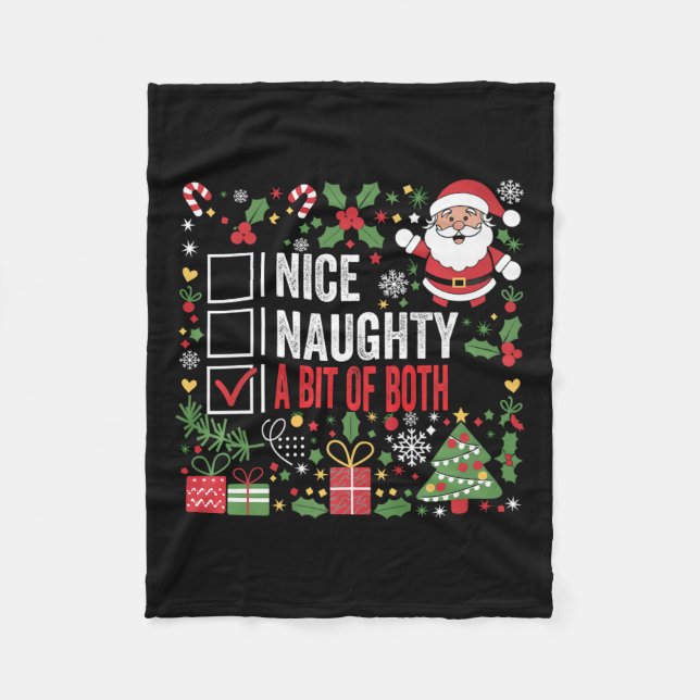 Couverture Polaire Joli Naughty Un Peu Des Deux Drôle Noël Père Noël  (Devant)