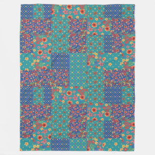 Couverture Polaire Joli Nostalgique Faux Patchwork Fleece Blanket