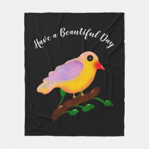 Couverture Polaire Joli Oiseau Coloré sur Branche Chant d'Oiseau De
