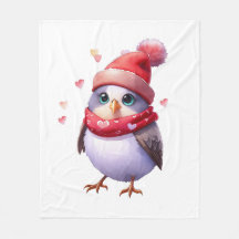 Joli oiseau dans un casquette et foulard. Aquarell