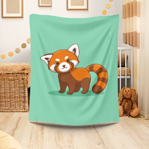 Couverture Polaire Joli panda roux sur fond vert