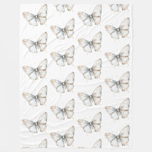 Couverture Polaire Joli Papillon blanc (Devant)