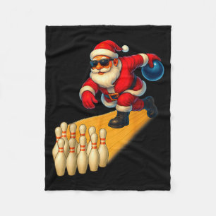 Couverture Polaire Joli Père Noël jouant boule de bowling et quilles