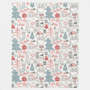 Couverture Polaire Joli Père Noël Whimsical sapin de Noël Motif ro