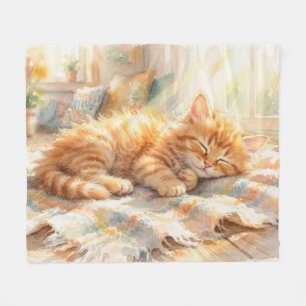 Couverture Polaire Joli petit chaton prenant un bain de soleil 