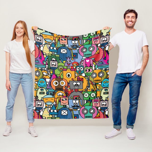 Couverture Polaire Joli petit robot motif (En situation)
