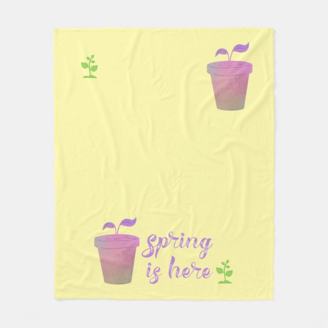 Couverture Polaire Joli Pretty Purple & Green SPRING EST ICI (Devant)