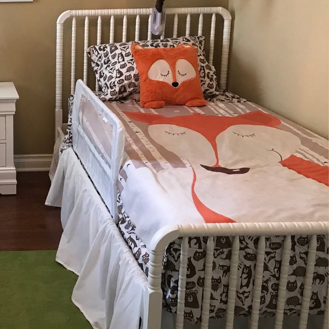 Couverture Polaire Joli renard rouge boisé Birch Trees (Red Fox Birch Tree Fleece Blanket)