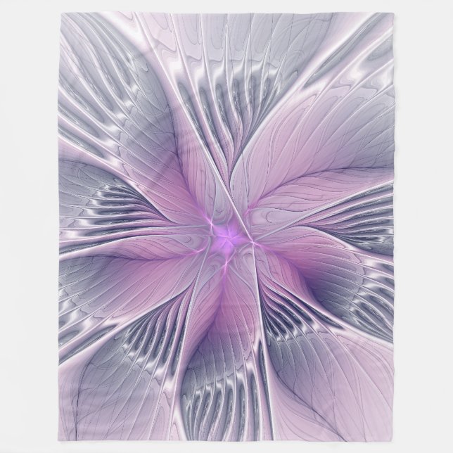 Couverture Polaire Joli rose Fleur Moderne Abstrait Fractal Art (Devant)