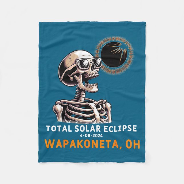 Couverture Polaire Joli squelette éclipse solaire Wapakoneta Ohio (Devant)