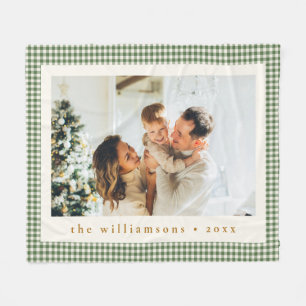 Couverture Polaire Joli Vert En vichy Plaid Photo personnalisée Noël
