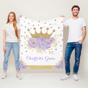 Couverture Polaire Joli violet or Floral Royal Crown Princess