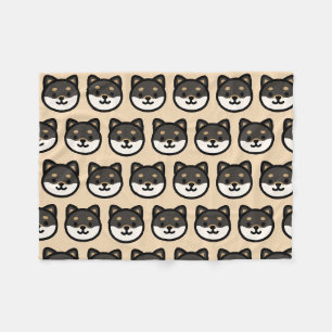 Couverture Polaire Joli visage de chien Shiba Inu noir