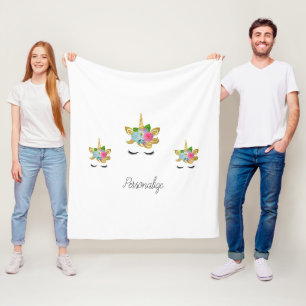 Couverture Polaire Joli visage de licorne doré scintillant